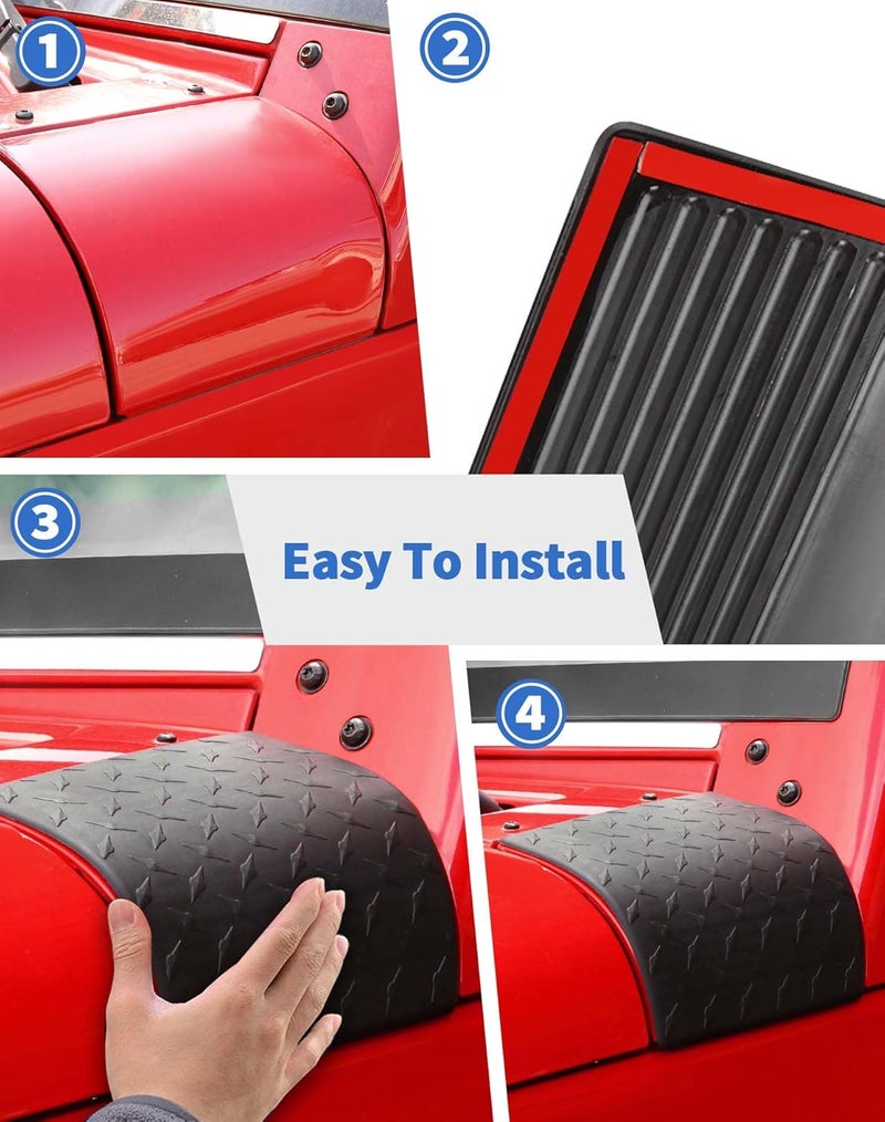 DSWSQ Cowl Body Armor Outer Cowling Cover Trim Fit for 2007-2018 Jeep Wrangler JK JKU Unlimited Rubicon Sahara X Off Road Sport Corner Guards Side Hood Engine Hood Body Armor Cover - Image 4